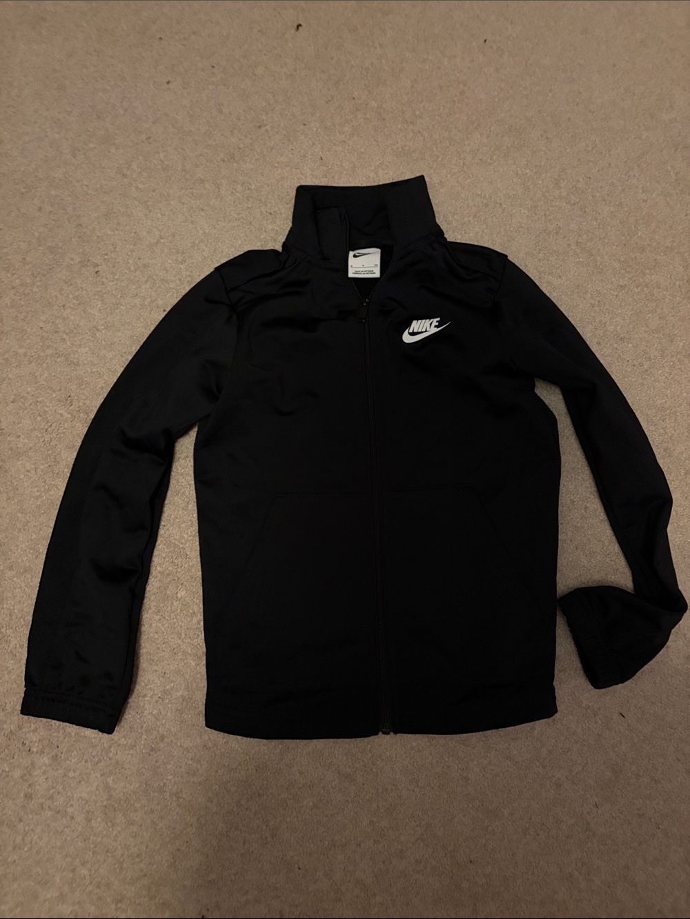 Nike Black Full-Zip Track Jacket with White Swoosh
